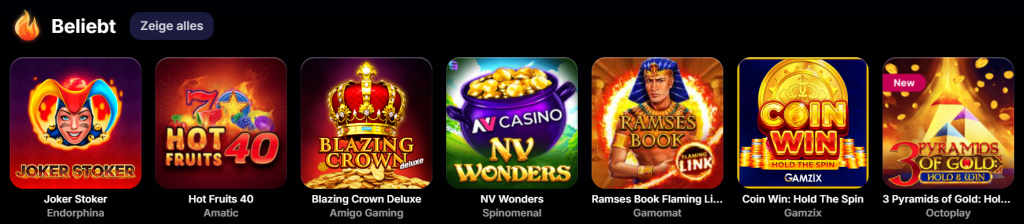 NV Casino Spielsektion